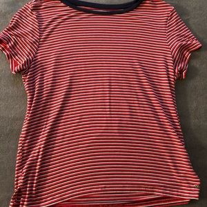 Red, blue, and white striped AE top
